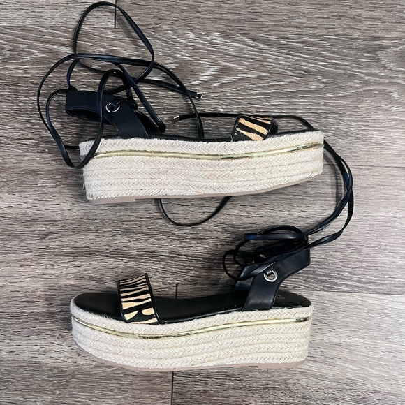 Bleecker & Bond | DSW | Odette Espadrille Platform Wedge Sandal Tiger Print 8.5 - Picture 6 of 7